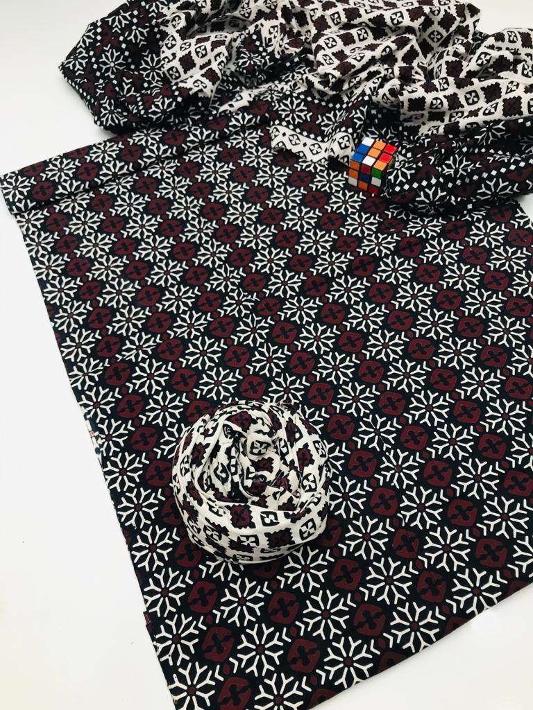 Beautifull Ajrak Print Work Collection 3Pc - Aura - Almora(Women Fashion)