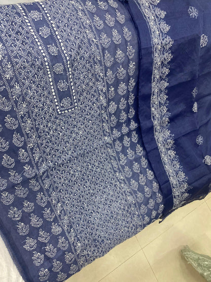 Beautifull Chicken Kari With Pakka Hand Embroidery Work Collection 2Pc - Aura - Almora(Women Fashion)