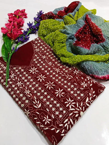 Beautifull Chuniri With Pakka Tanka Hand Embroidery And Mirror Work Collection - Aura - Almora(Women Fashion)