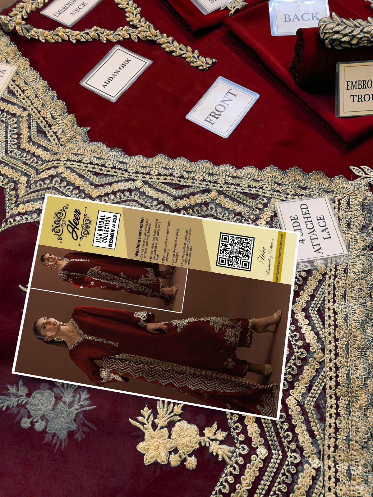 Heer’s Collection Design #152 – Luxury Shamooz Silk & Organza Embroidered Suit