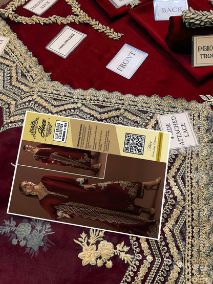 Heer’s Collection Design #152 – Luxury Shamooz Silk & Organza Embroidered Suit