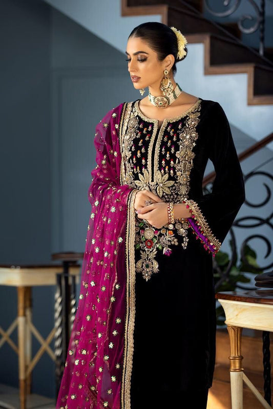 Baroque Chantalee Velvet Suit – Luxury Embroidered Party Wear for Women (Code MD 1425)