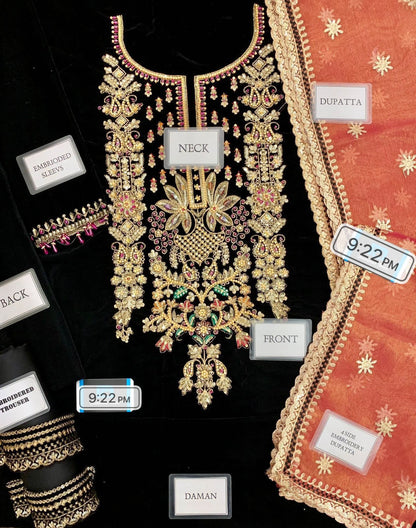 Baroque Chantalee Velvet Suit – Luxury Embroidered Party Wear for Women (Code MD 1425)