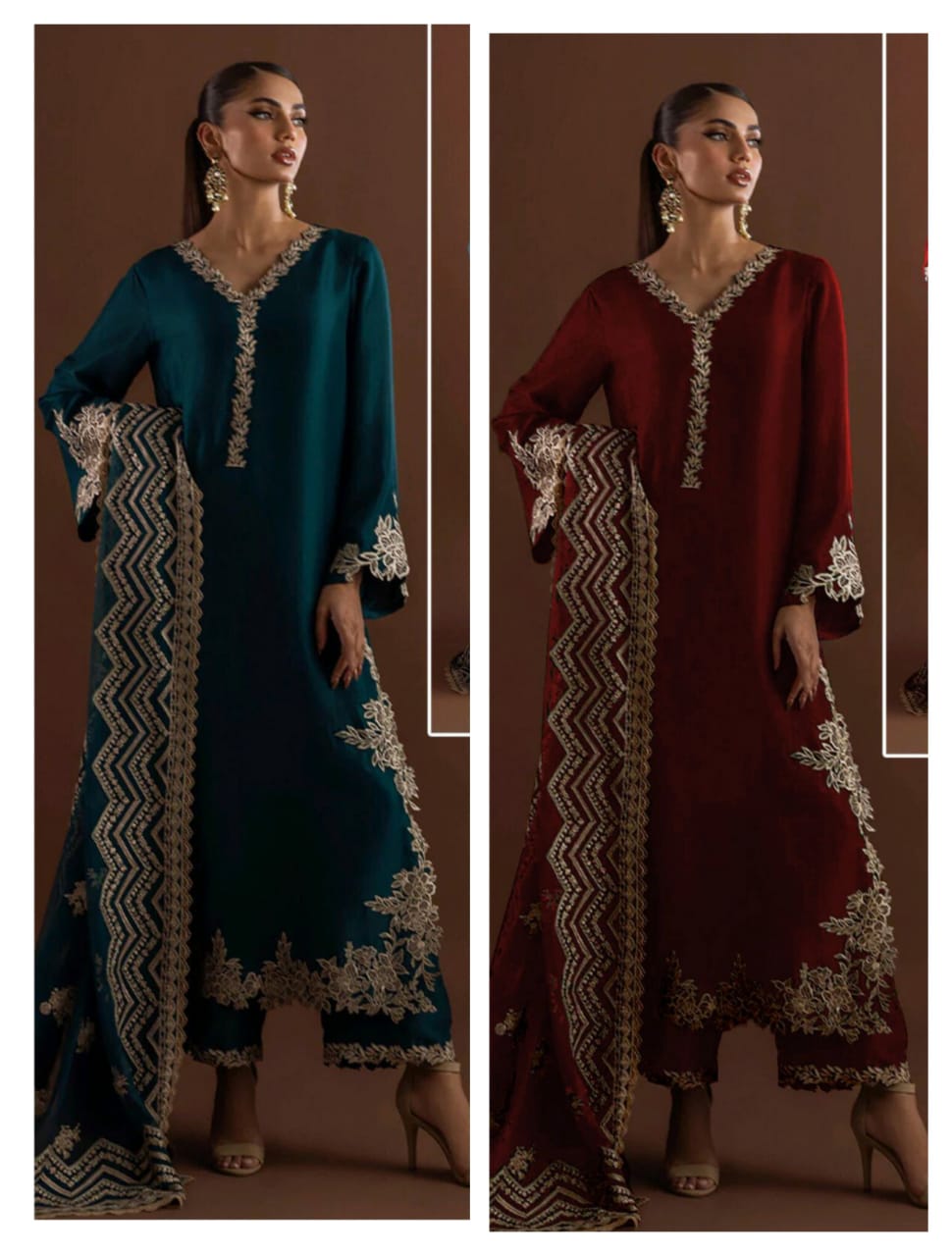 Heer’s Collection Design #152 – Luxury Shamooz Silk & Organza Embroidered Suit
