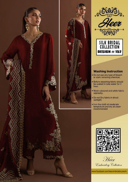 Heer’s Collection Design #152 – Luxury Shamooz Silk & Organza Embroidered Suit